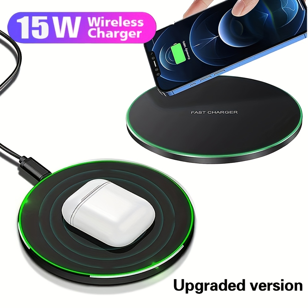 

Wireless Charging Pad - 15w For Iphone Series - Sleek Desktop , Qi- Compatibility