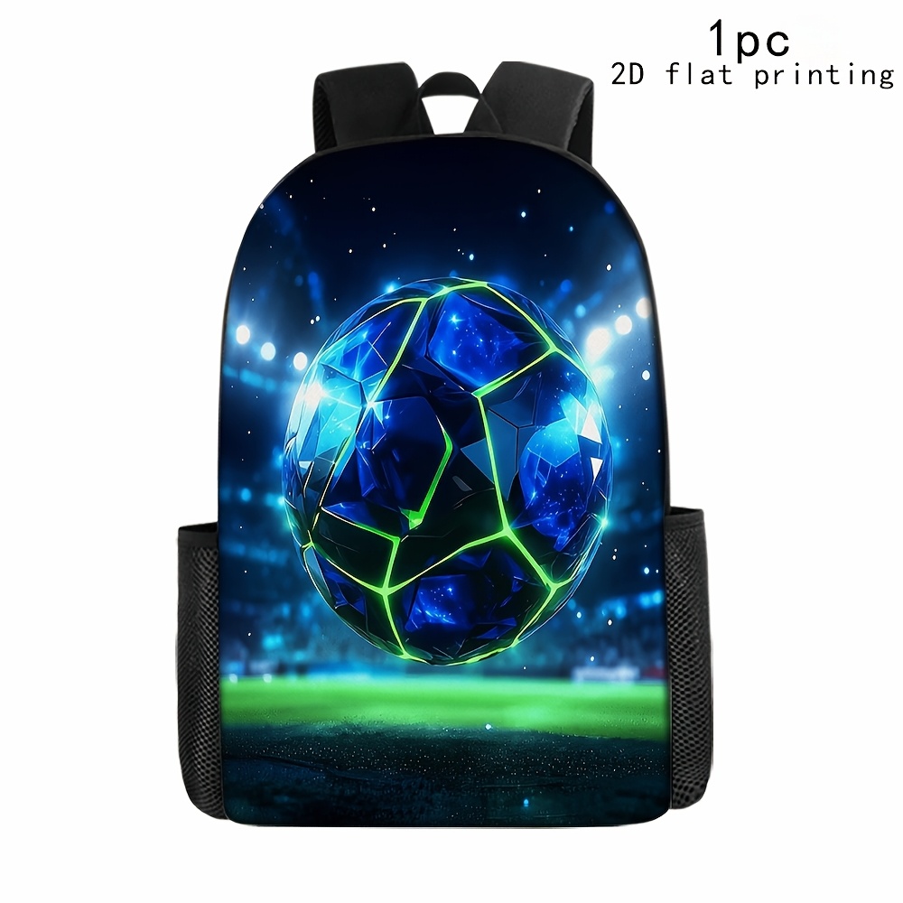 TEMU 1pc/2pcs/3pcs Trendy Crystal Football Backpack 2d Flat Printing Large Capacity Lightweight Design Fashionable Individual Shoulder Bag Crystal