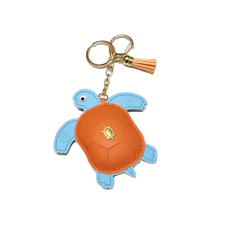1pc Creative And Stylish Sea Turtle Pu Leather Keychain Bag Charm, Versatile Dopamine-colored , Suitable For Car Keychains And Bag Accessories