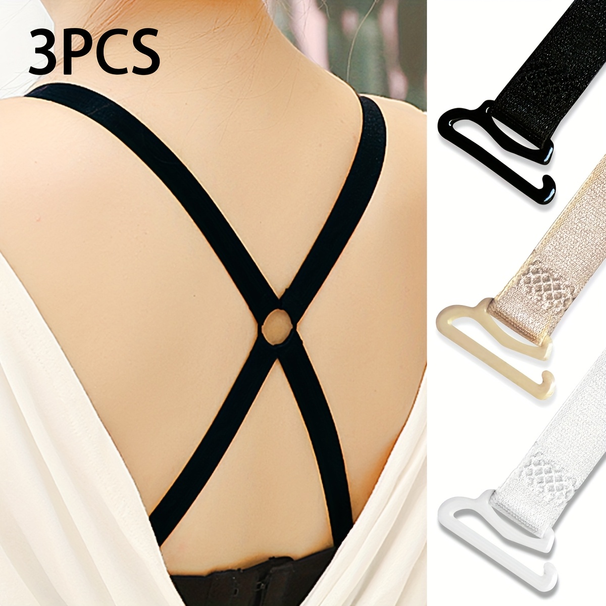 Set Of 3 Summer Back Cross Shoulder Strap Bra Straps, Double Shoulder Bra Straps, Non-slip Thin Straps For Underwear
