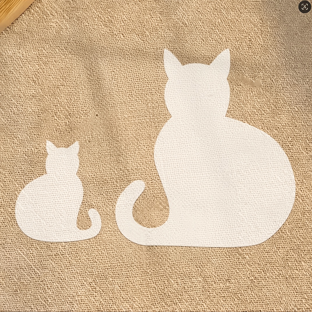 TEMU 2pcs Transparent Pet Material Cat Applique Templates, Featuring Multi-style Cute Cat Silhouette Designs - Precise Sewing Tools, Suitable For