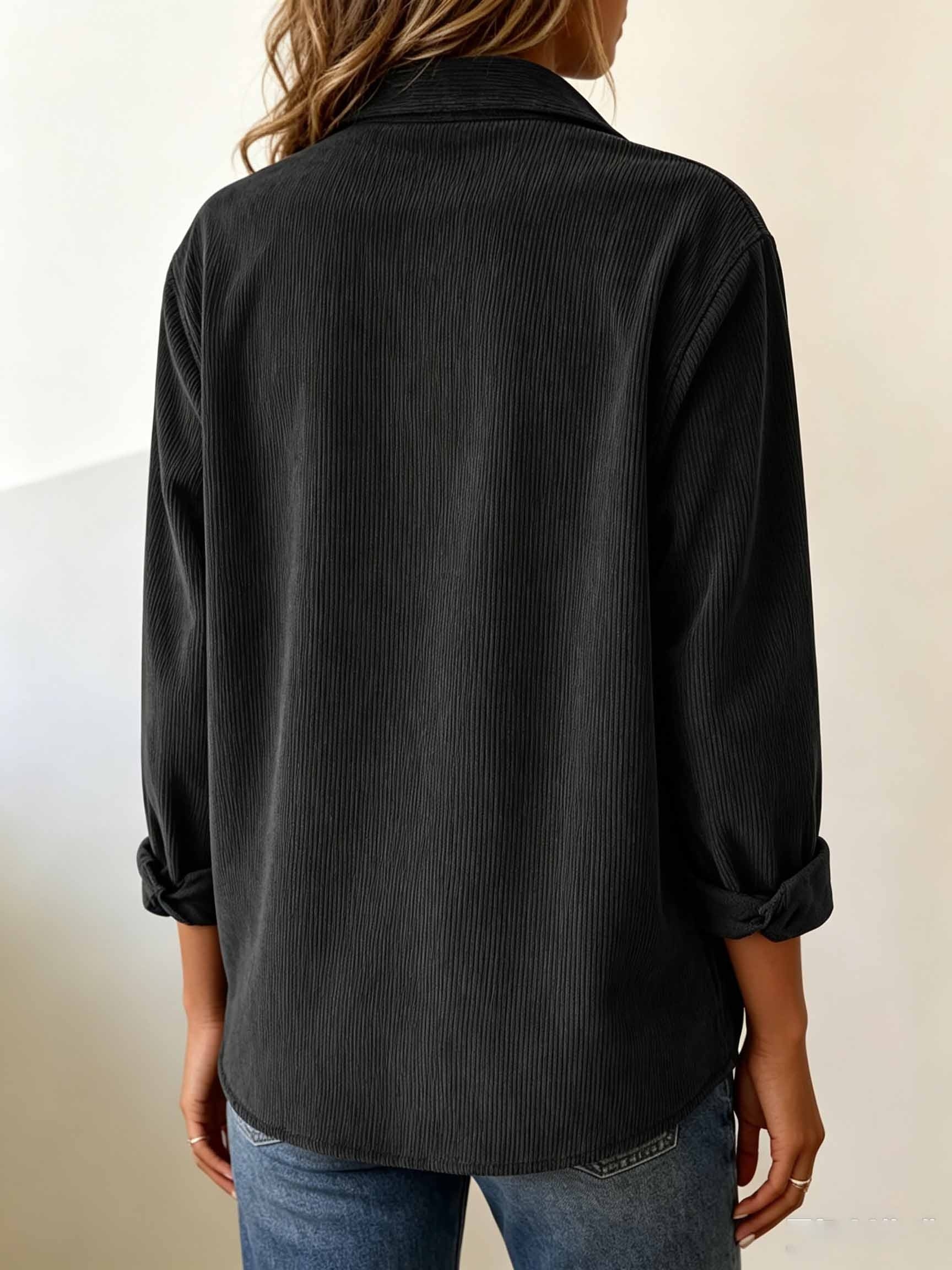 veste chemise   en velours   de couleur   pour femme,   automnal, look  , haut à    