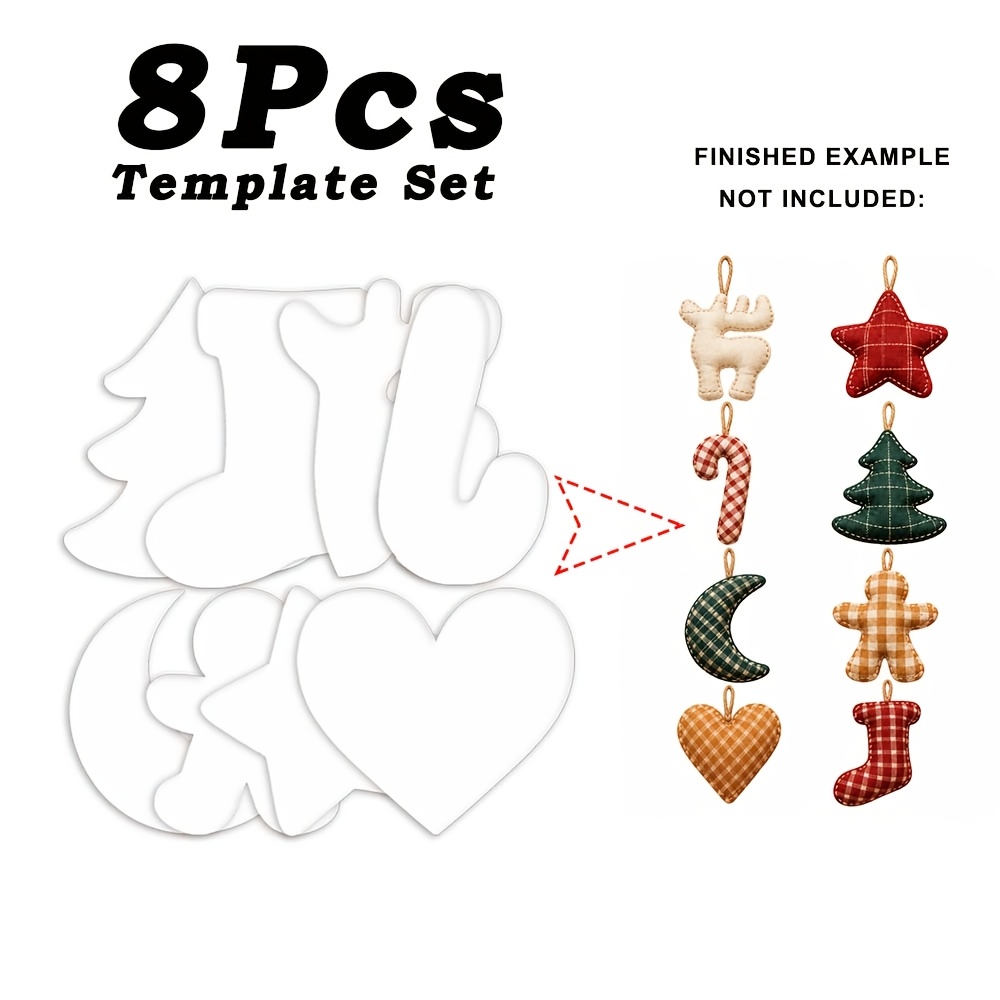 TEMU 8pcs Christmas Decoration Template Set Sewing Templates, Reusable Pet Sewing Template, Handmade Small Christmas Decorations Quilting Templates,