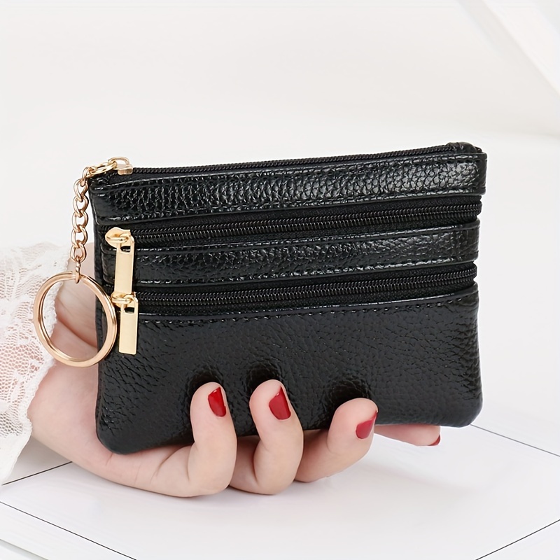 Unisex Coin Purse PU Leather Wallet Key Card Holder Change Bag Mini Zipper  Pouch