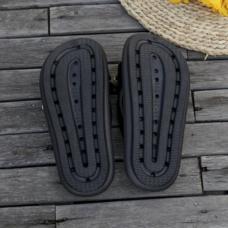 womens summer casual flip flops cute cartoon bear thick sole non slip slides beach vacation slip on slippers dorm home daily leisure large size ladies shoes flat heel eva material Product details 5
