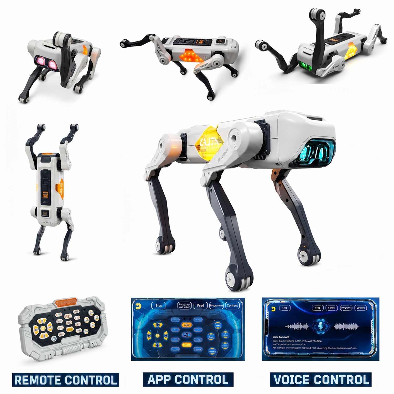 TEMU Interactive Dog, Stem Educational Pet Toy With Voice Control, 30+ Movable Actions & App Programmable Function, Sturdy Durable Build For Kids,