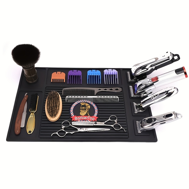 Image of Suitable For Hairdresser Magnetic Organizer Mat, Professional Non-slip Silicone Pad Suitable For Stylist Barber Tools Storage (black)