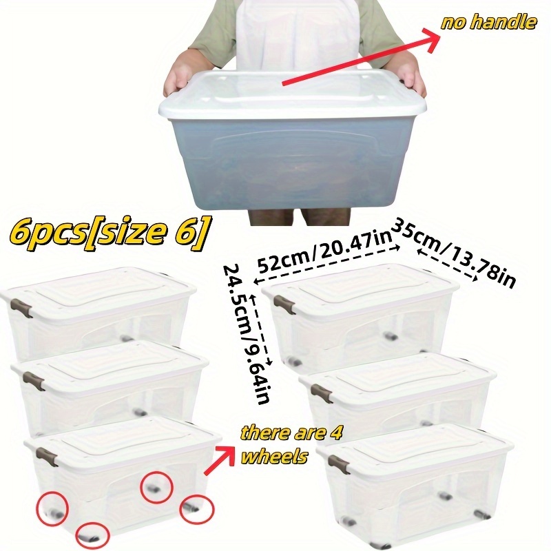 Set Of 3/6 Large Plastic Storage Boxes With Lids, Easy To Carry, Suitable For Closets, Wardrobes, Bedrooms, Bathrooms, Offices, Kitchens, Living Rooms, Christmas, Halloween, And More