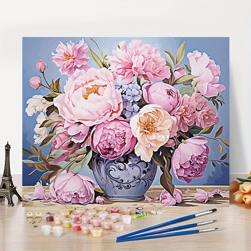 

Drofe 1pc Paint By Number Peony Frameless Hand Painted Diy Painting By Numbers For Adults Acrylic Kits Suitable For Adult Beginner Enthusiasts 40x50cm/16x20in