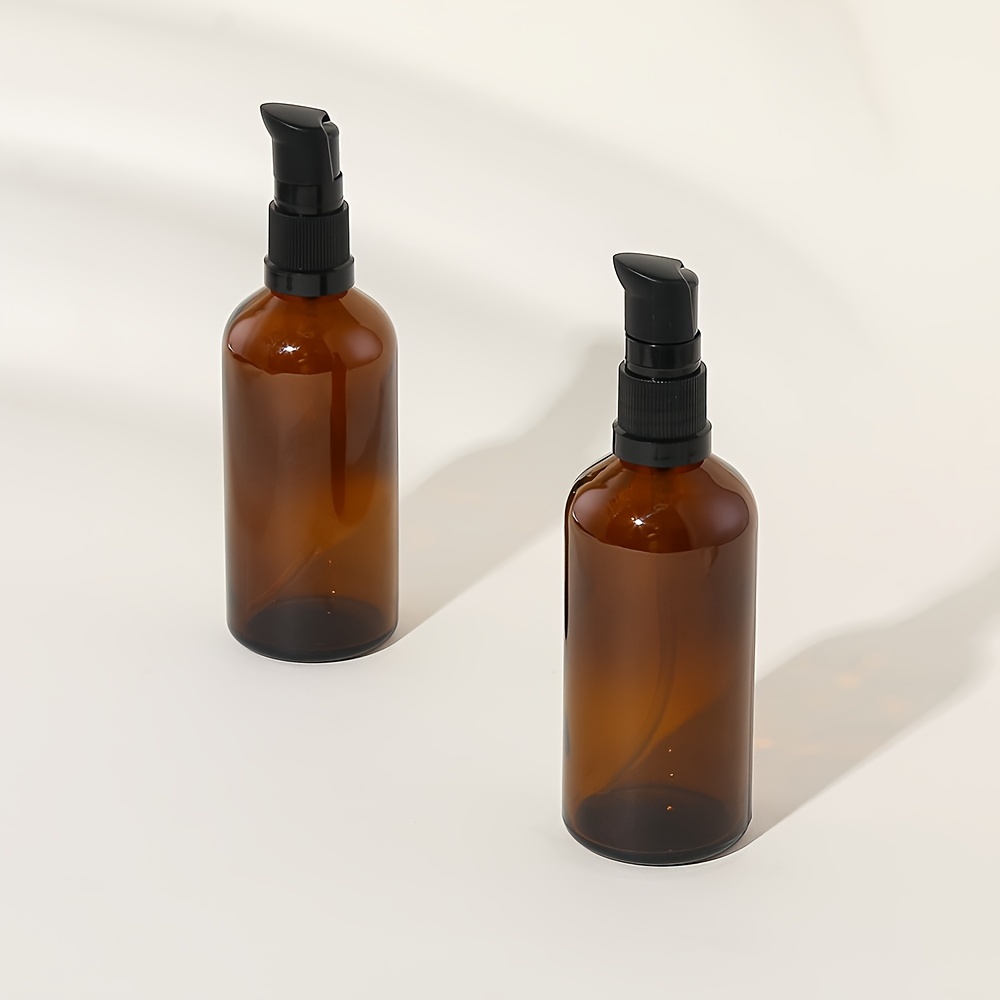 TEMU A Set Of 2 Brown Glass Pump Bottles For Skincare , With Of 30/50/100 Ml, Featuring Black Pump Caps