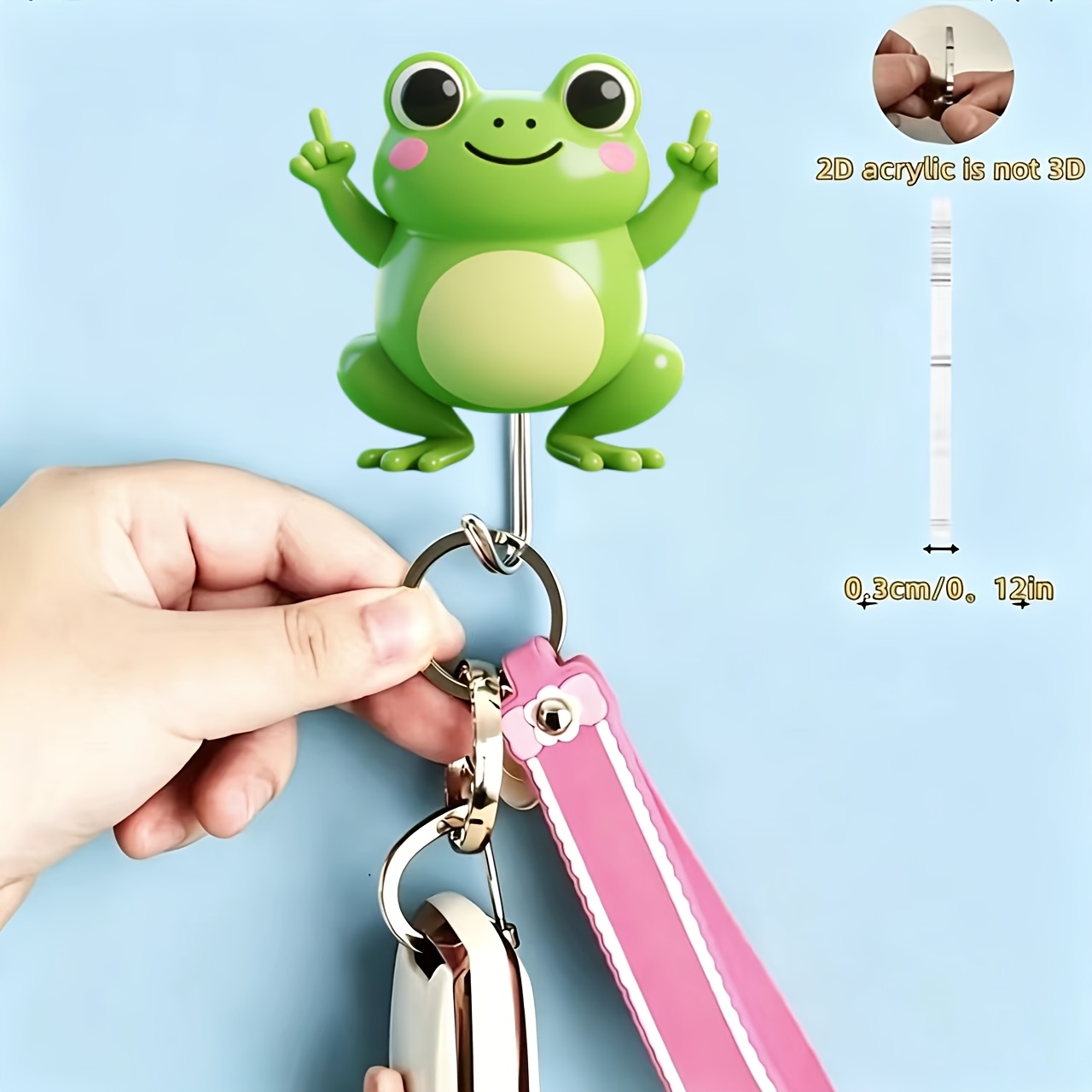 TEMU 2d Flat - 1pc Cute Acrylic Hook - No Drilling, Traceless Strong Adhesive & Bathroom Hook, , Stylish Design - Suitable For Kitchen, Bathroom,