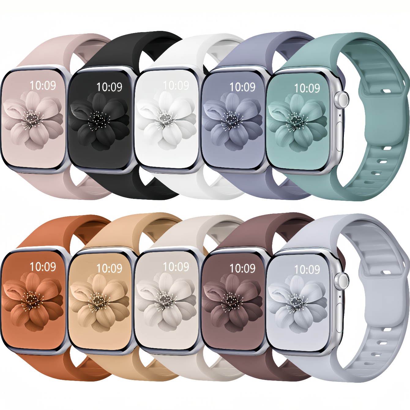 TEMU Set Of 5 Breathable Sport Bands Suitable For Apple Watch Series 11/10/9/8/7/6/se/se2/se3 Ultra 2/3 In Sizes - A Stylish