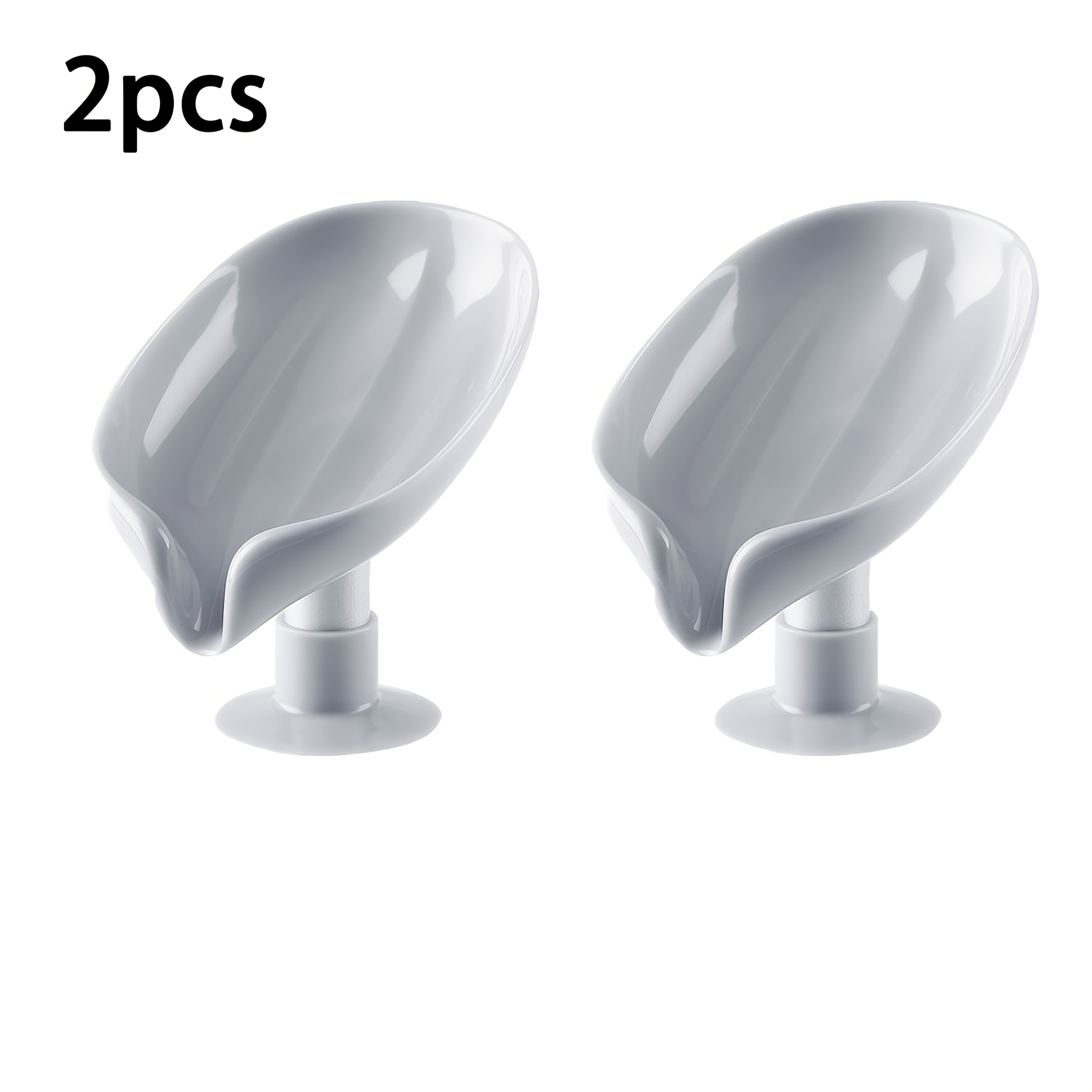 Image of 2 Oval Suction Cup Soap Dishes - Durable Plastic Bathroom Kitchen Drainage Design, Adhesive Installation, Suitable For Showers, Sinks, Tiles - Modern Minimalist Style, Soap Holder, Contemporary Design