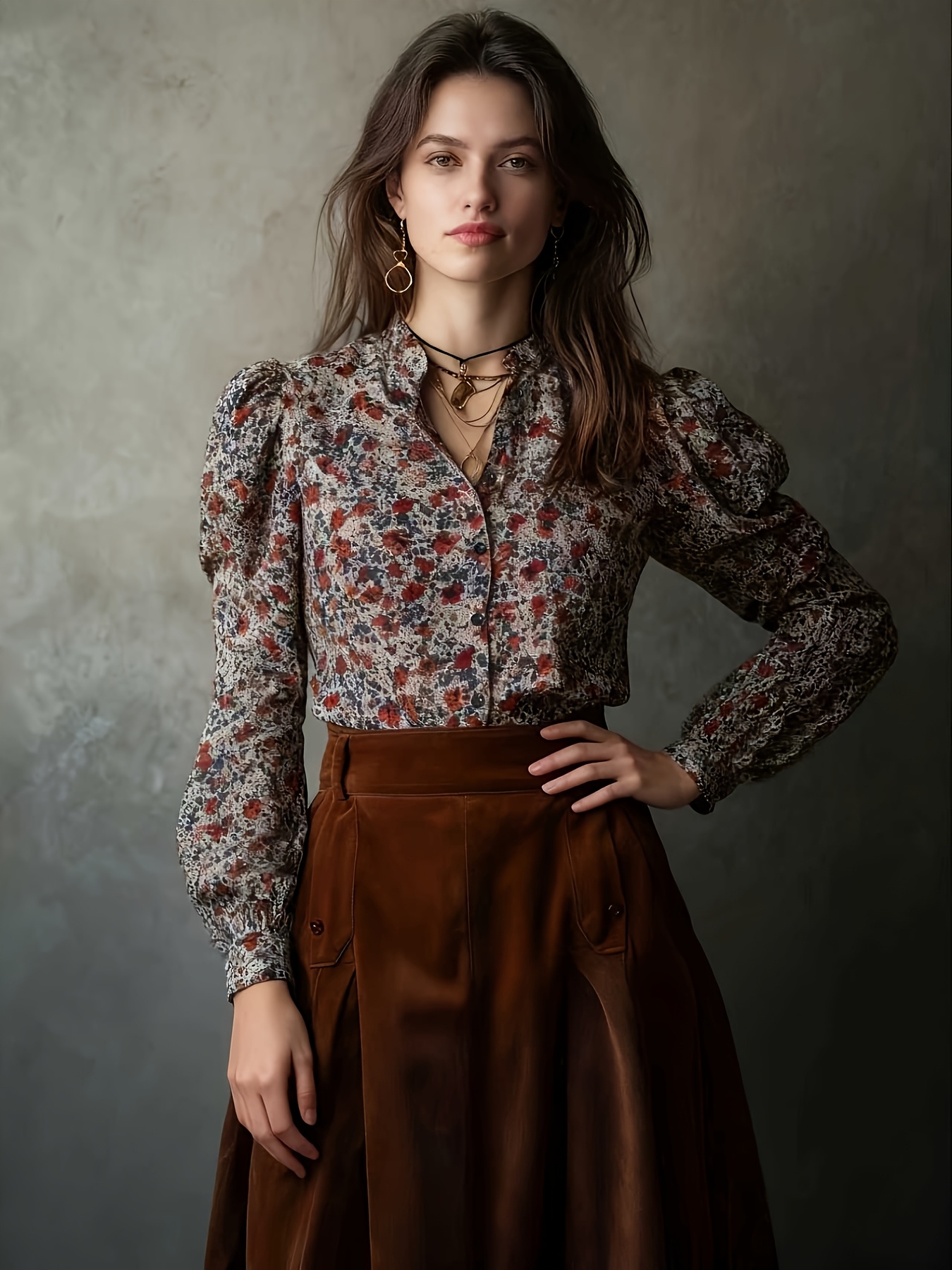 Elegant Floral Print Shirt for Women in Western Styles, Suitable for ...