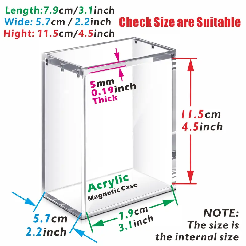 booster box case dimensions HgiVroskelia Acrylic Protector Display Case 8mm Thick Magnetic Lid Closure Easy Top Loading UV Protection Dustproof Display Case Compatible with PKMN Booster Boxes(Case Only) : Toys & Games slide your box inside acrylic magnetic case booster bundle