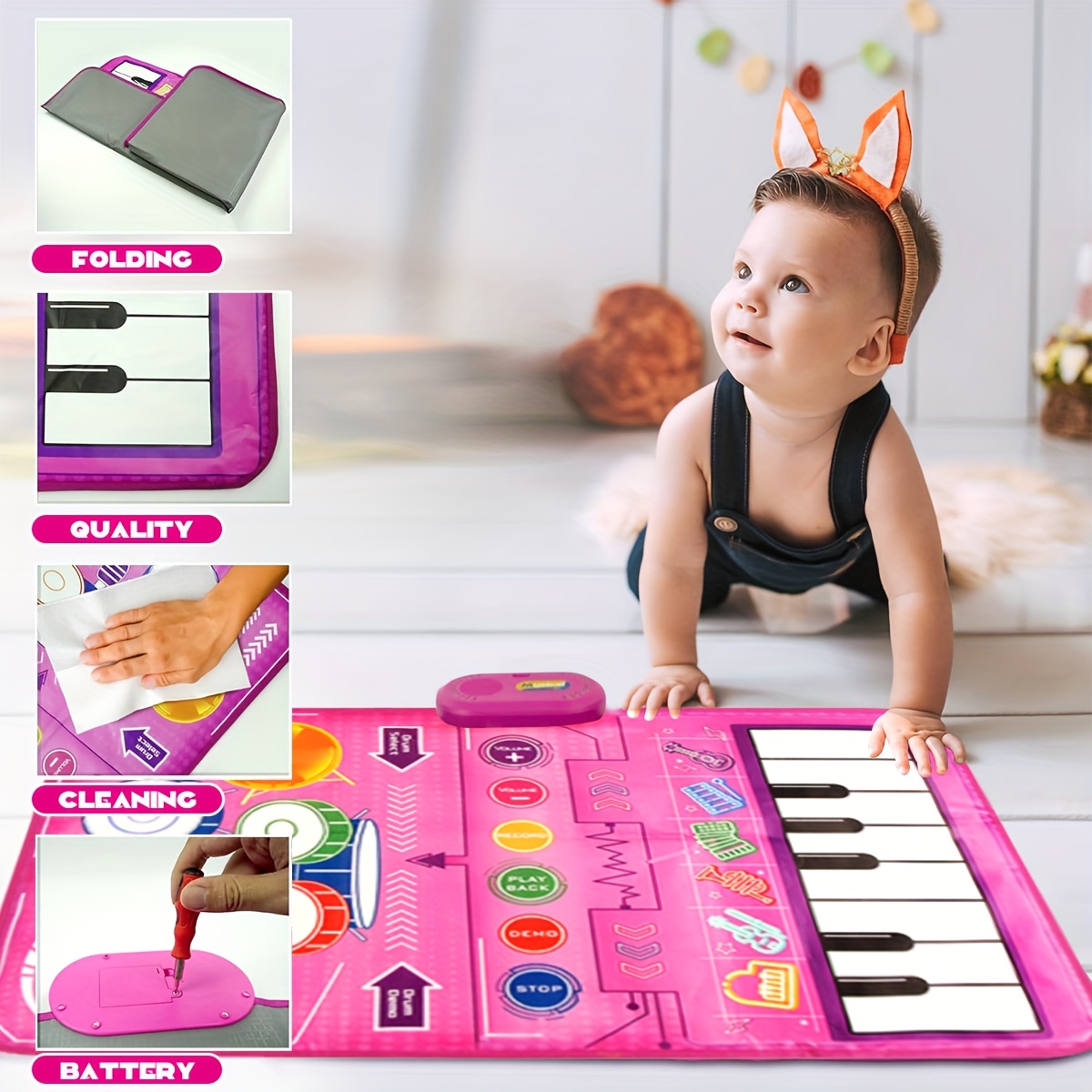 Interactieve Muzikale Piano Mat voor Kinderen - Educatief Keyboard met Kleurgecodeerde Toetsen, Levendige Muzieknoten & Symbolen, Zachte Polyester Stof, Verjaardagscadeau Voor Jongens & Meisjes (willekeurige Kleur), Piano Voor Kinderen, Speels Ontwerp, Duurzame Constructie