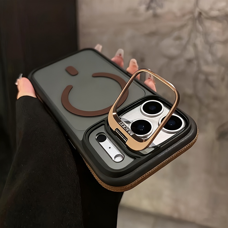 magnetic phone case with anti-slip edge strip stand suitable for iphone 17 16 15 14 13 12   pro max 17air 16e   wireless charging protective case, drop-proof protective case, shockproof phone case, fashion phone protective case, matte Product details 2