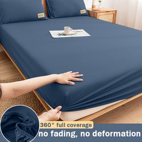 item picture 3pcs solid color fitted sheet set including 1 fitted sheet and 2 pillowcases suitable for bedrooms schools rooms adult rooms etc machine washable soft and comfortable fabric fits the non slip mattress protector