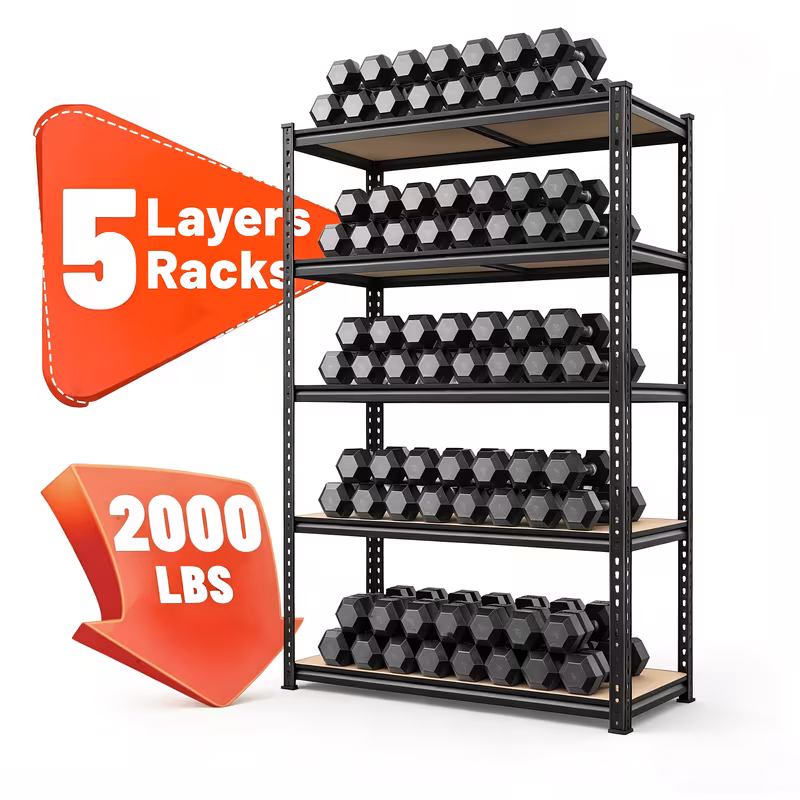 5-Tier Heavy Duty Metal Storage Shelving Unit - 2000 lbs Capacity, Adjustable Garage Shelf (35.5"W x 72"H x 15.8"D)