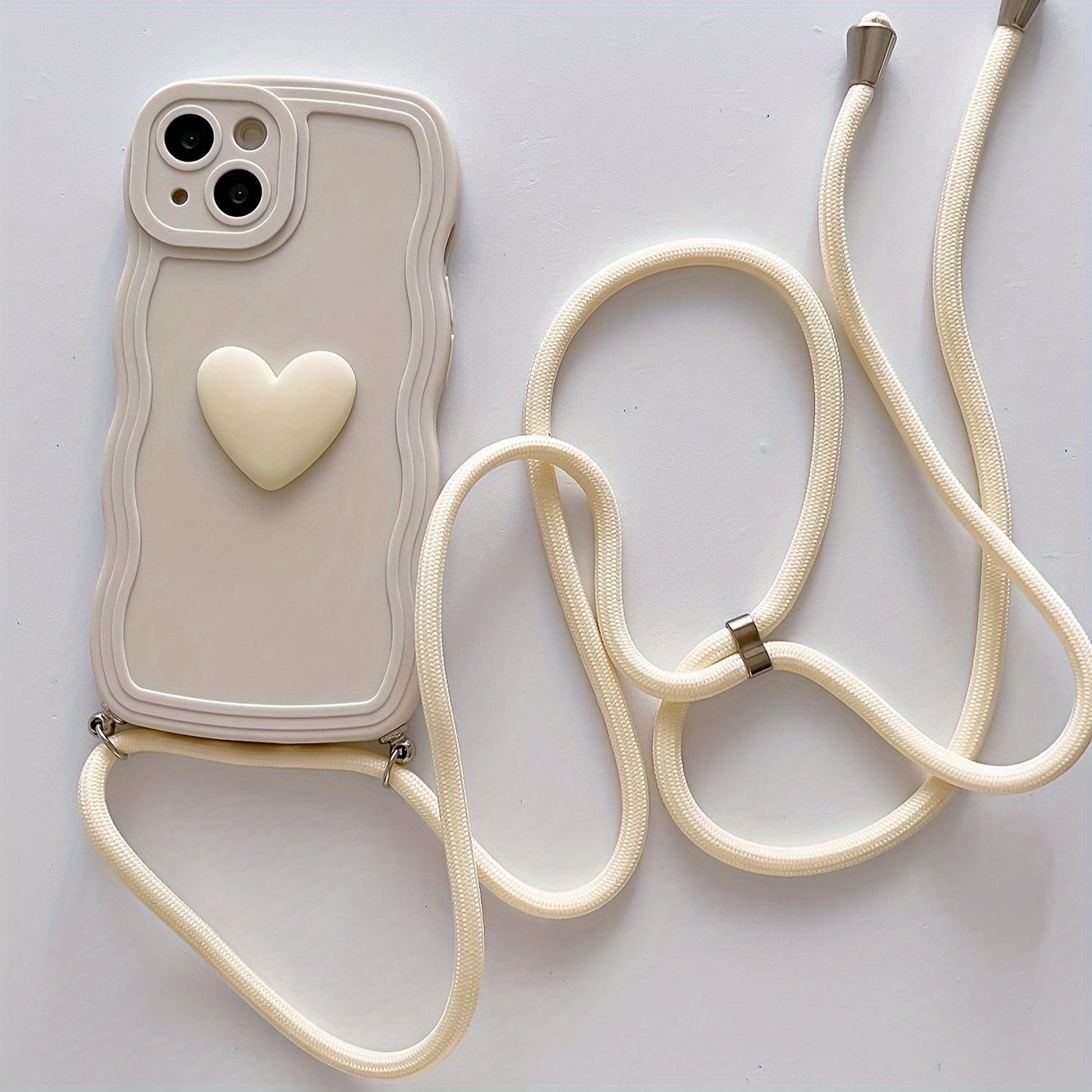 

1pcs Solid Color Three-dimensional Love Lanyard Suitable For Apple 11 12 13promax Mobile Phone Case Anti-fall Iphone14plus 15 Pro Max Protective Cover 7g 8g Xs Xr