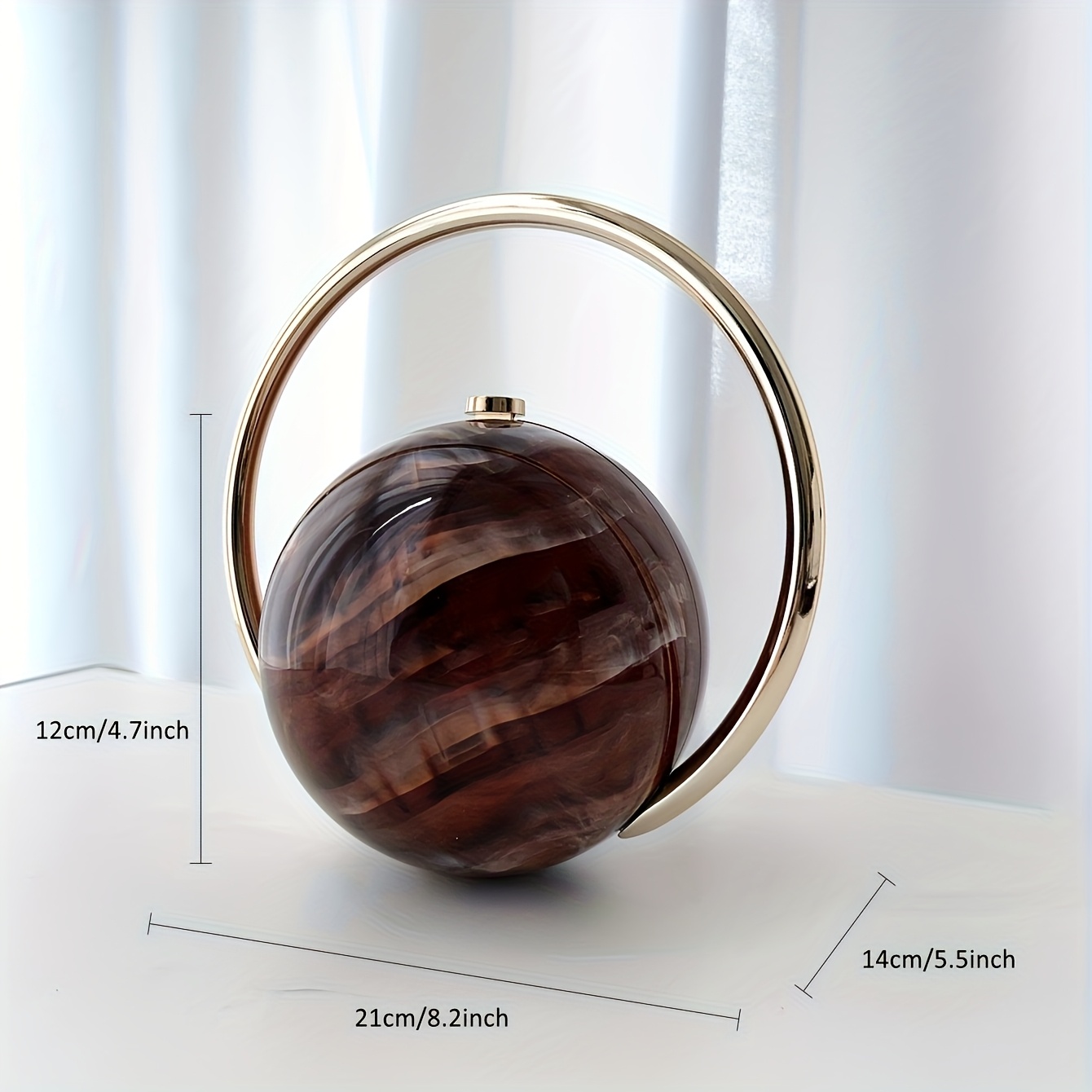 Women'S Large Capacity Marble-like Brown & Golden Marble Texture Handbag - Elegant Luxury Evening Clutch with Golden-Tone Hardware, Detachable Strap, Golden-Tone Buckle Closure, Versatile for Parties & Formal Events