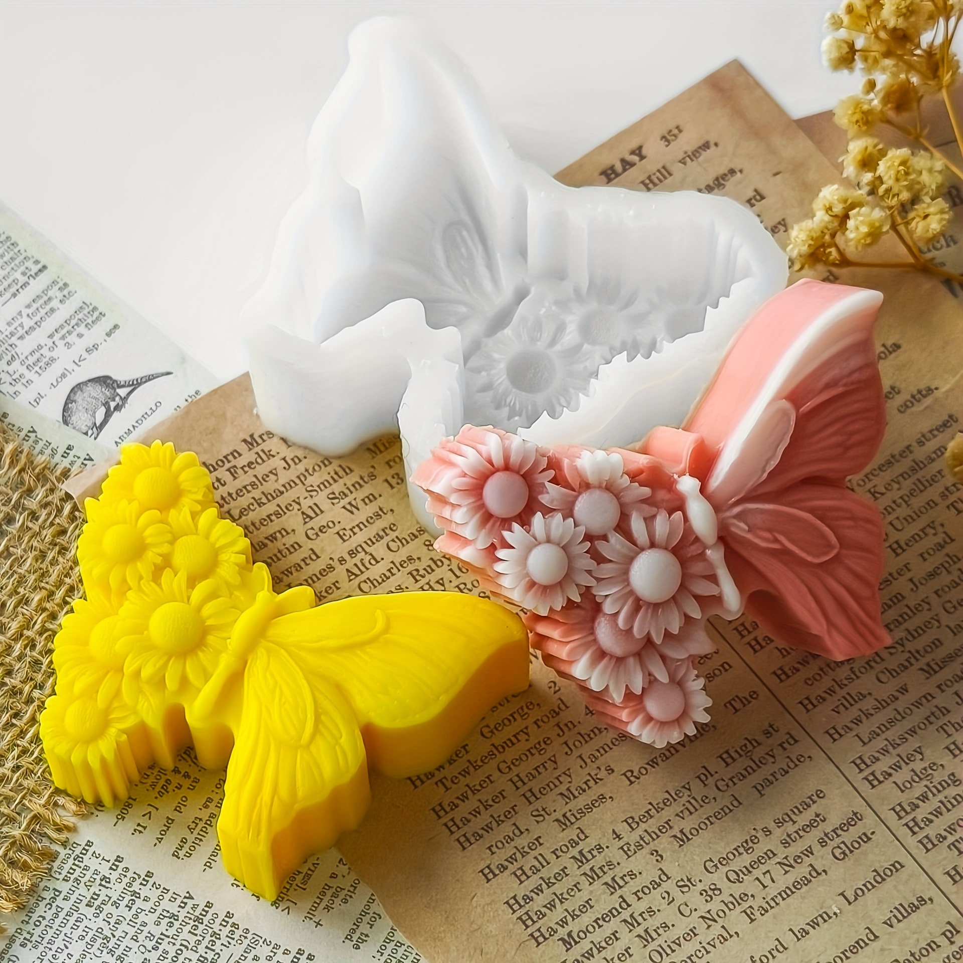 Dragonfly Daisy Shaped Silicone Mold For Soap, Candle, Epoxy Resin, Plaster Aromatherapy, Mold Suitable For Decoration, Gift Boxes, Etc