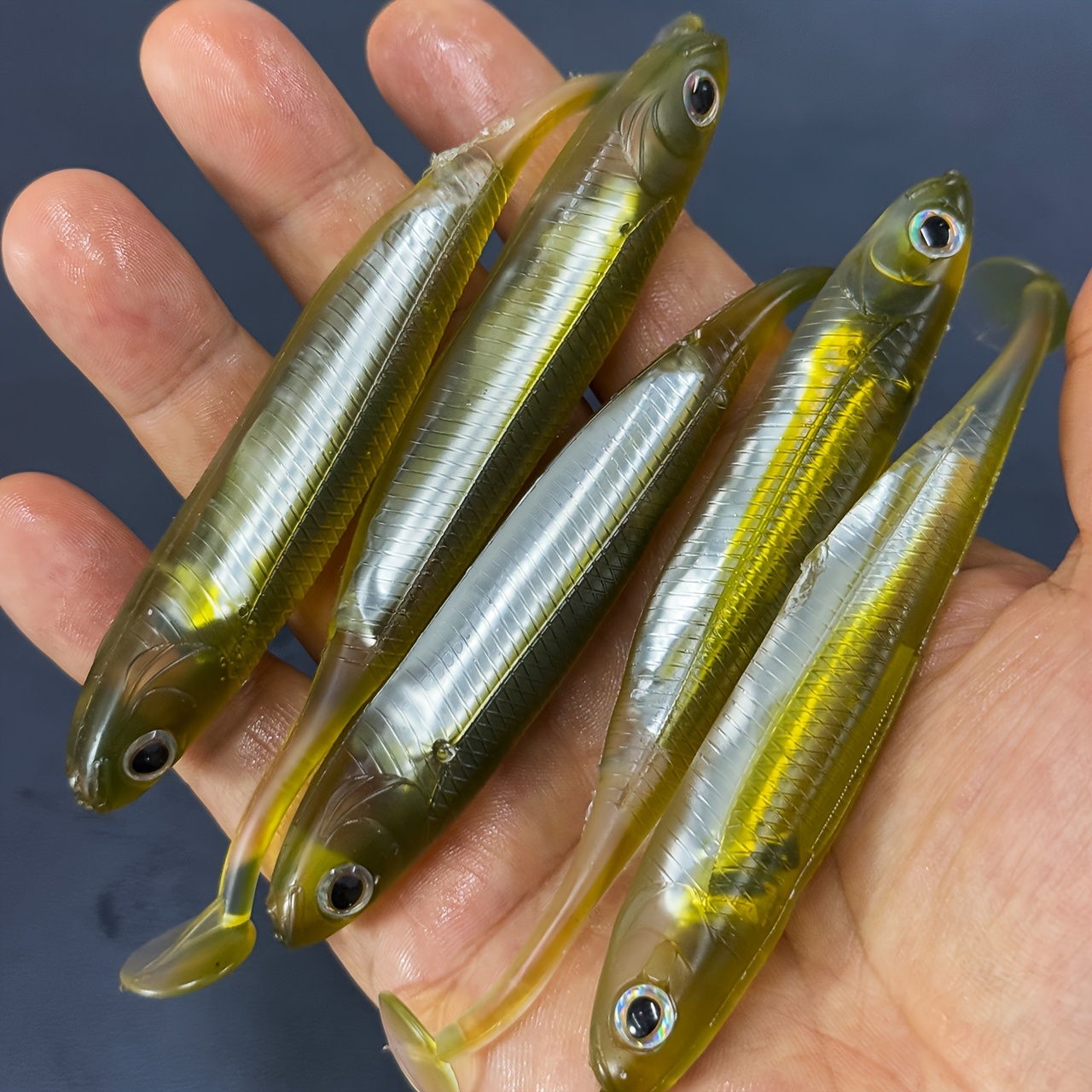 5-pack 12cm 10g Extra Large Realistic Fish Soft Bait With Built-in Reflective Sequins For Fishing Lure