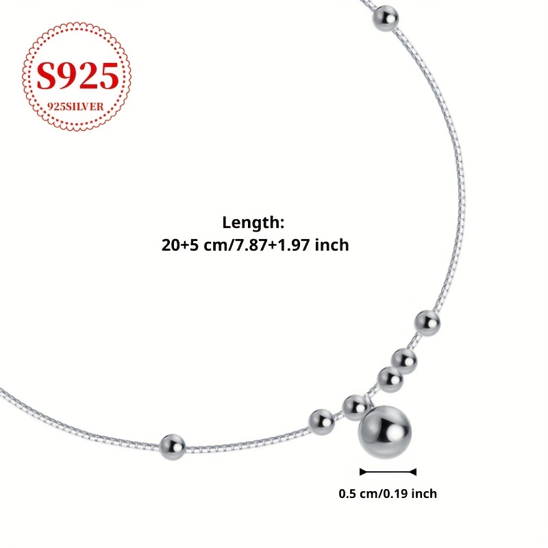 925 Hypoallergenic Minimalist Smooth Bead Anklet for Women