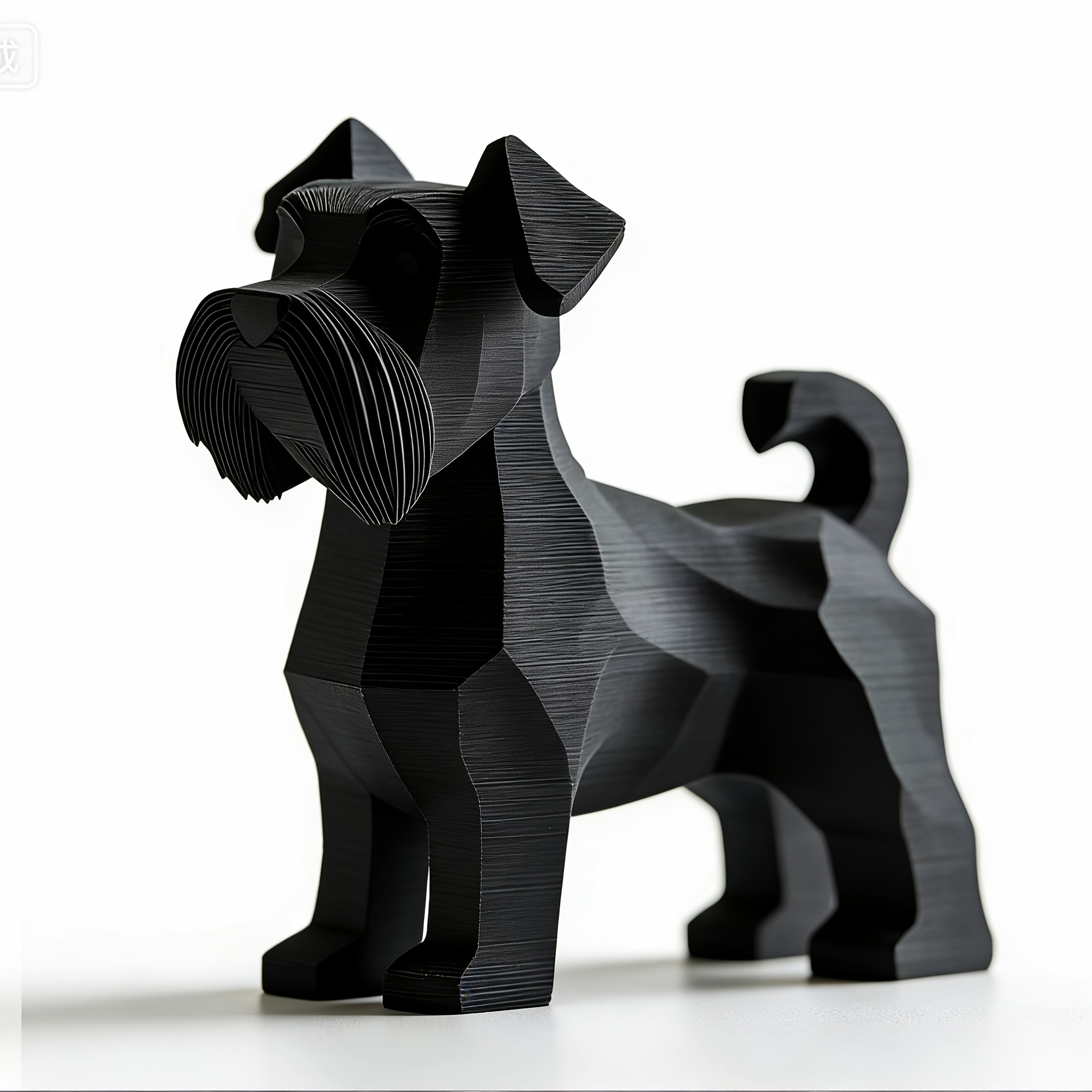 TEMU Statue de chien Schnauzer - Sculpture moderne de Schnauzer en plastique, blanc/noir, convient pour la décoration de bureau à domicile ou au