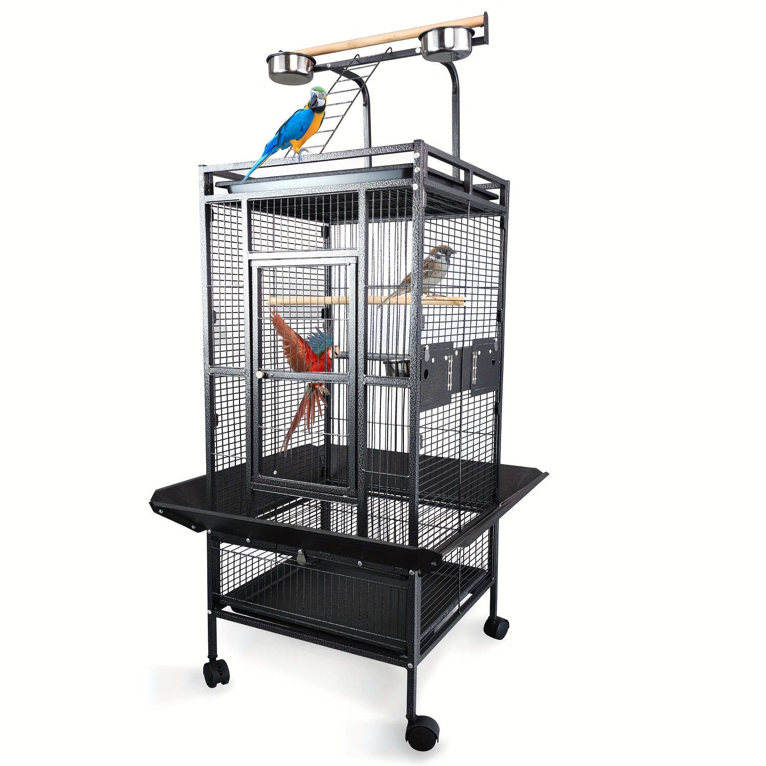 頑丈な金属製の鳥かご 小型から中型のオウム インコ ラブバード