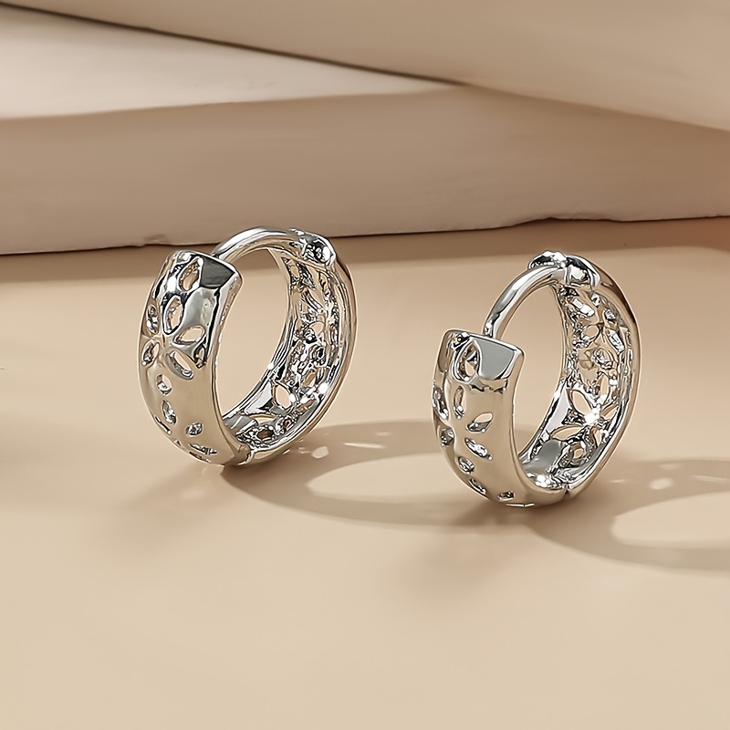 TEMU Stylish And Elegant Hollow Round Geometric Ear Hoops Are Perfect For Women To