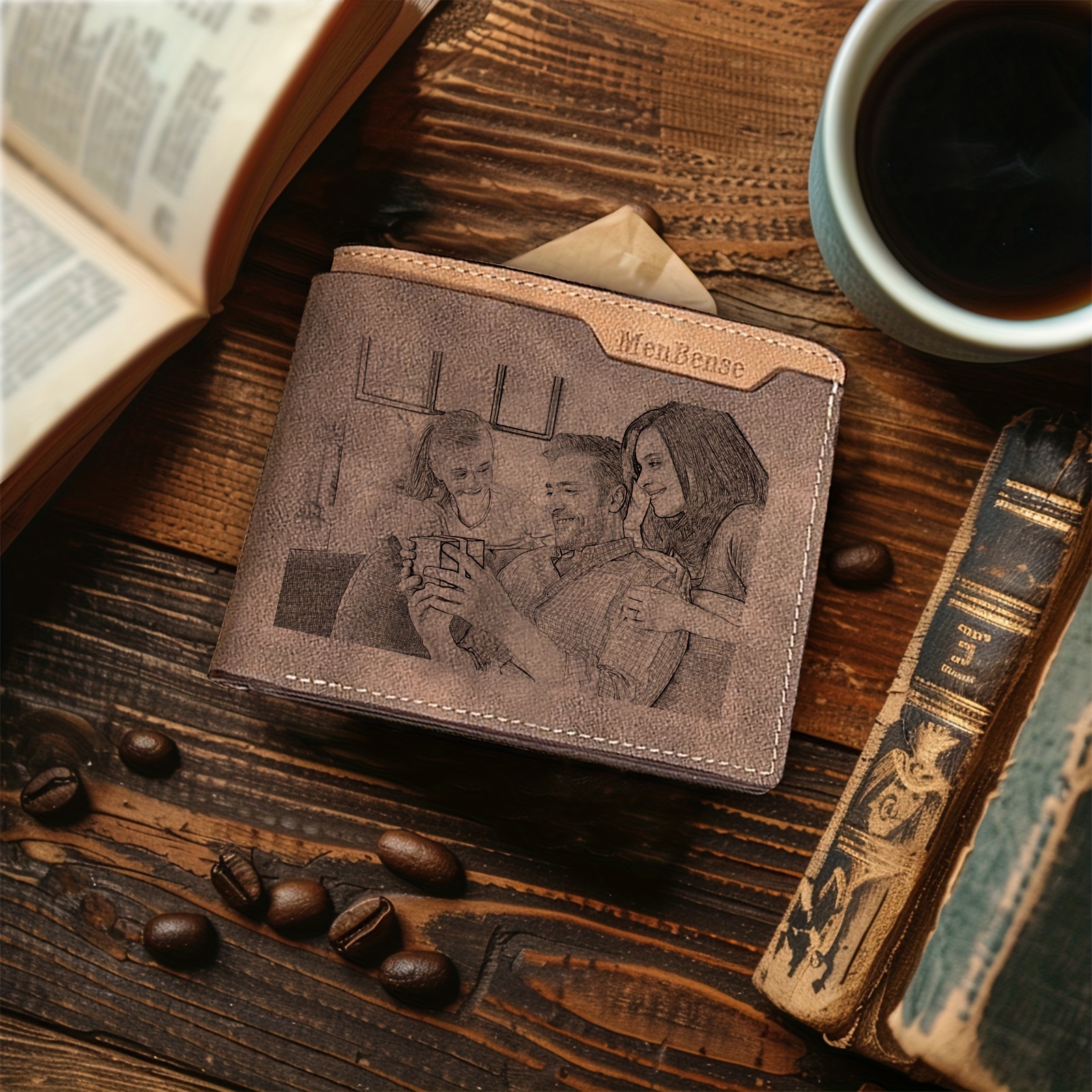 

Wallet For Men, Customized Personalized Photo, Engraved With Pictures And Names, Gift For Father's Day, Dad, Boyfriend, Husband, Anniversary Gift