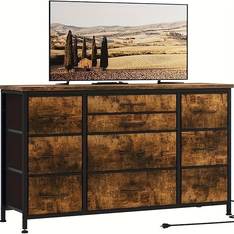 TEMU Chest Of Drawers, Tv Cabinet, 10 Fabric Drawers, Bedroom Chest Of Drawers, Living Room Chest Of Drawers