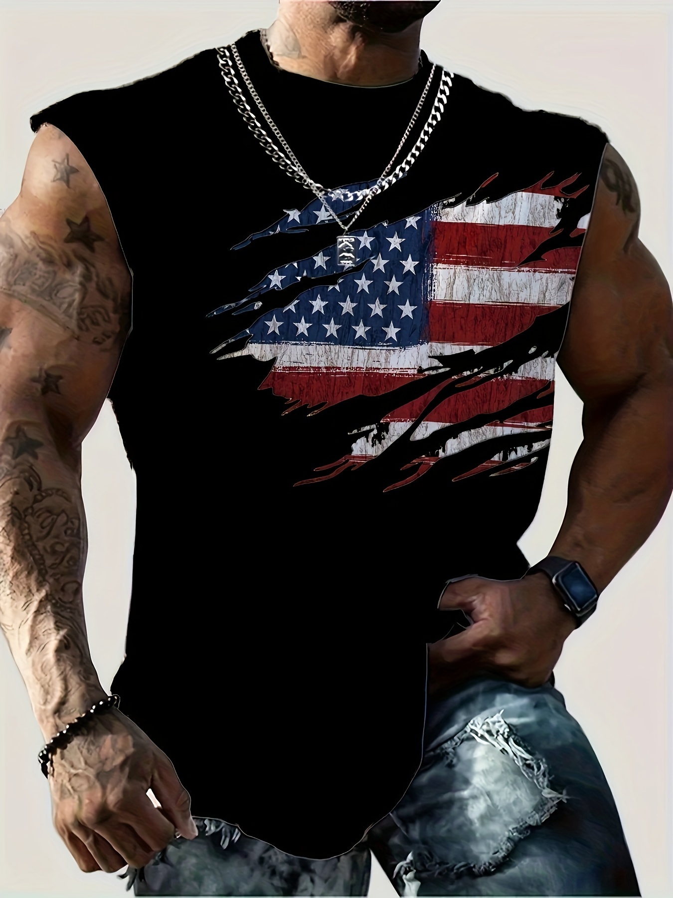 Vest for Men Men's Gradient Printed Big and Tall t-Shirts Short Sleeve  Round Neck Breathable tee Shirts Summer Outdoor casuak Tops Mens Tank Tops  Open Sides Blue at  Men's Clothing store