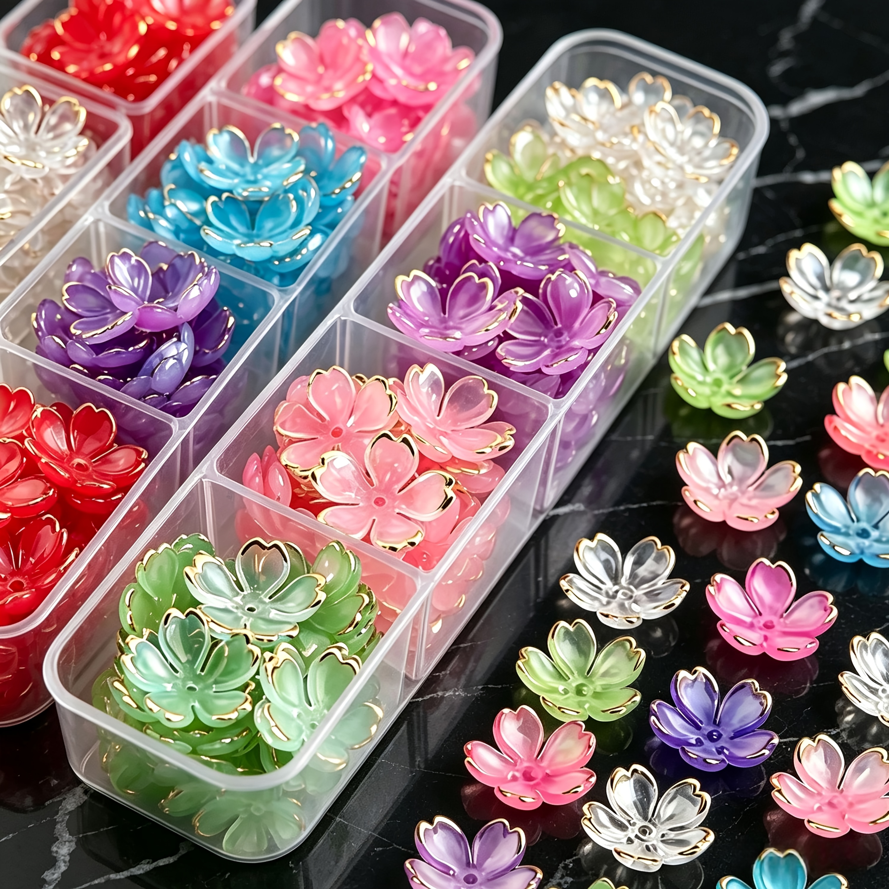 TEMU 54pcs 19mm Gradient Acrylic Cherry Petal For Clothing, Shoes, Boots, And Jewelry Accessories > Women's Fashion > Women's Accessories > Women's