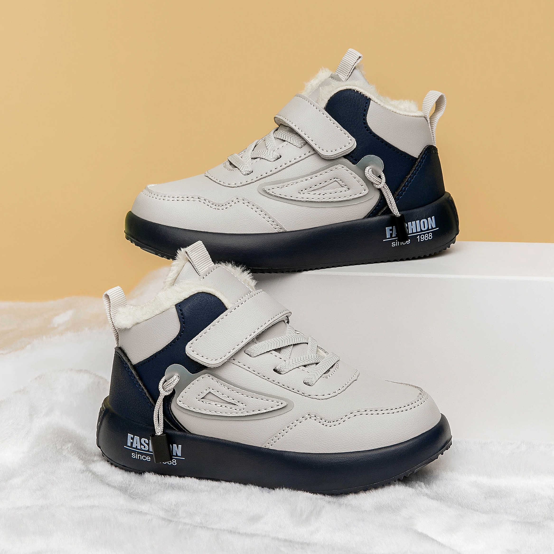 Boy's Trendy High Boots With Warm Plush Lining, Comfy Non Slip High For Kids Outdoor Activities