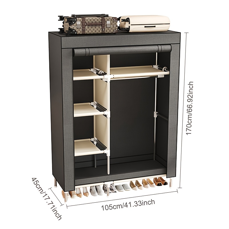 Large Capacity Freestanding Wardrobe with Metal Frame, Dustproof Storage Organizer for Bedroom, Dorms, and Rental Apartments - Mount, Independent Design, Under 3.2 Cubic Feet Closed Storage - Image 7