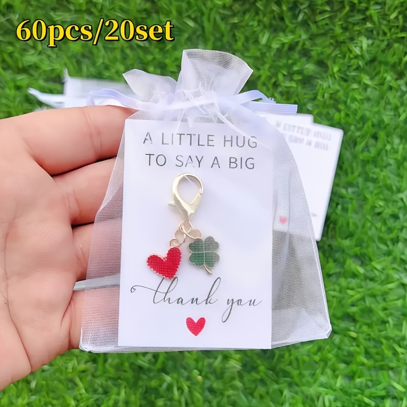 TEMU 60 piezas/20 juegos - Colgante de de , + de hojas, adornos para bolso y llave de coche, bolsa de regalo de negocios (20 llaveros + 20 tarjetas +