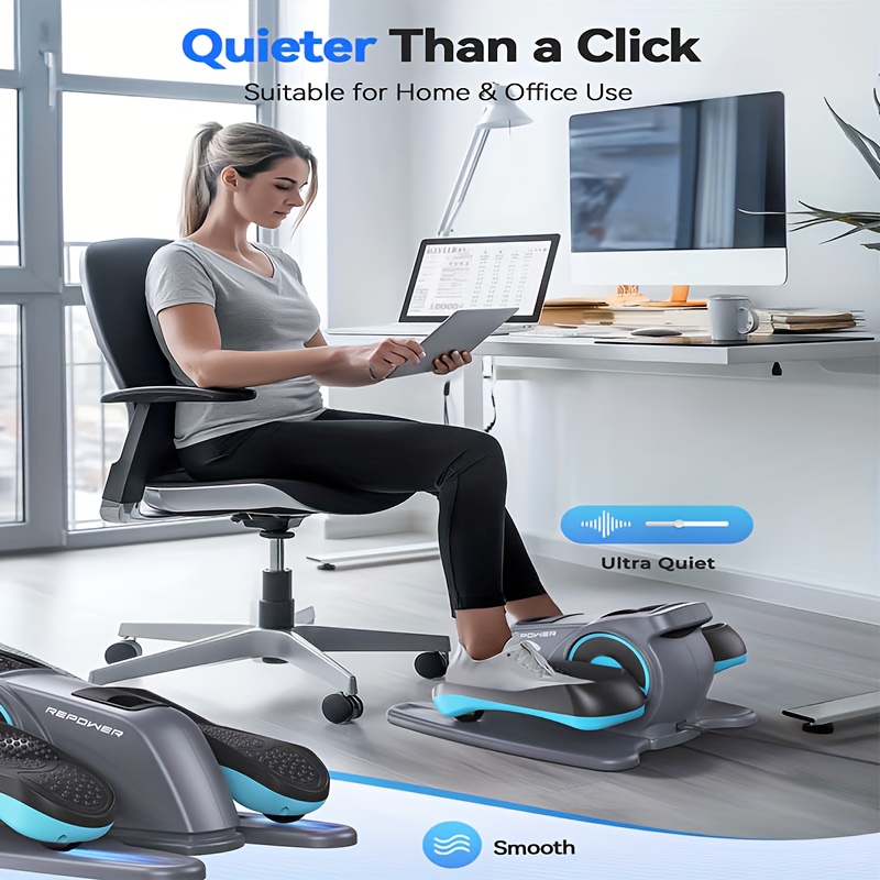 Under Desk Elliptical Electric Exercise Machine - Fully Assembled Seated Pedal Exerciser with Remote Control, 10 Adjustable Speeds, Non-Slip Pedals & Hydraulic Resistance - USB-Powered Compact Design for Seniors, Home Office Gym - Ideal Christmas/Thanksgiving Gifts for Men & Women, Senior Fitness Equipment, Sleek Modern Look, Sturdy Construction, Without Battery