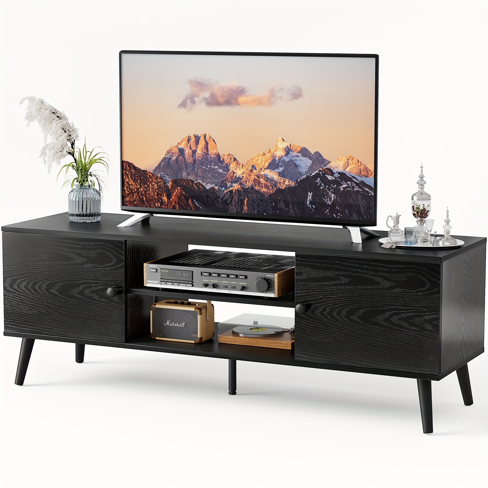 

Tv Stand For 55 , Entertainment Center With Storage Cabinet, Media Console Table, Adjustable Hinge, Wooden Television Furniture For Living Room
