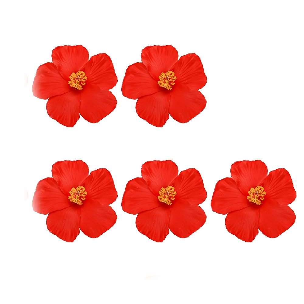 

5pcs Puerto National Flower Maga Flower (hibiscus ) Headpieces – Artificial Floral Headbands For Hawaiian Parties, Summer Parties, And Diy Decorations