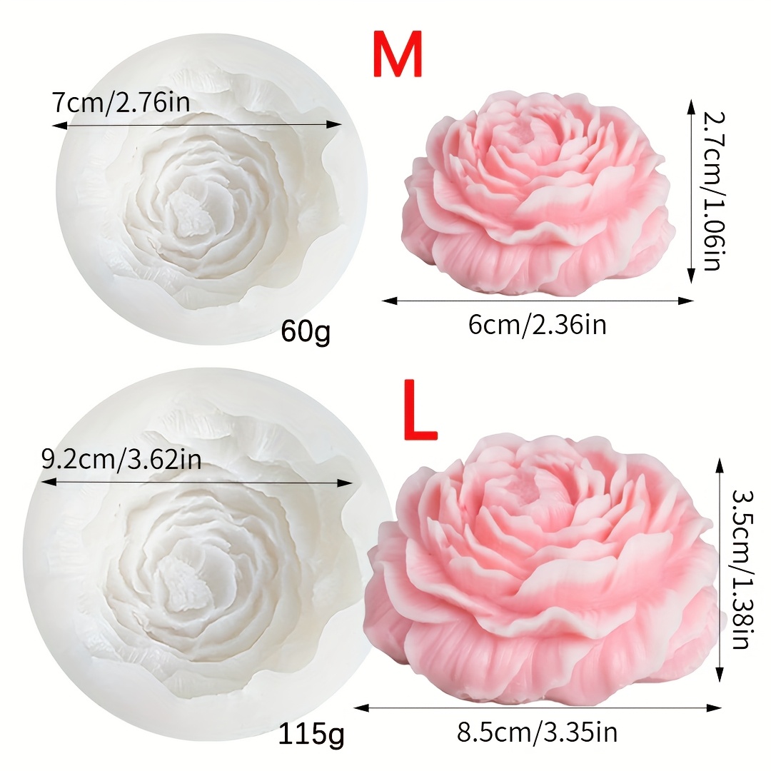 TEMU Of Peony Silicone Molds – Premium Floral-themed Molds Suitable For Candle Crafting, Resin Casting, Plaster Projects, Home Decor, And Handmade