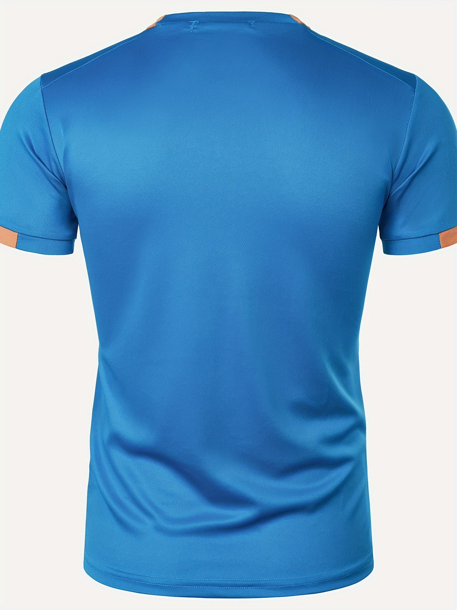 Color Block Pattern Slim Fit Crew Neck And Short Sleeve T-shirt, Breathable And Quick Dry Sports Tops For Men's Summer Fitness Training And Outdoors Sports Wear