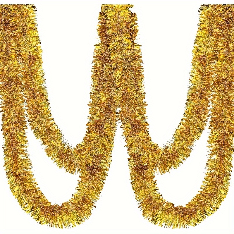 

4 Pcs Classic Style Golden Tinsel Garlands - 78.7in/200cm, Non-lit Christmas Holiday Decorations For Indoor/outdoor Use - Suitable For Christmas And