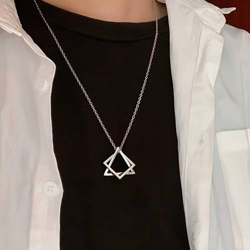 square necklace geometric pendant simple
