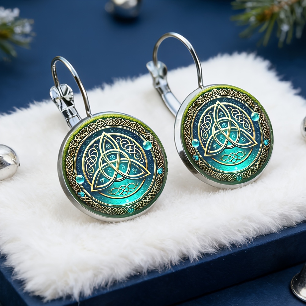 TEMU Boucles d'oreilles à motif de de style français, en alliage avec incrustation de verre, un cadeau pour femme, boucles d'oreilles délicates