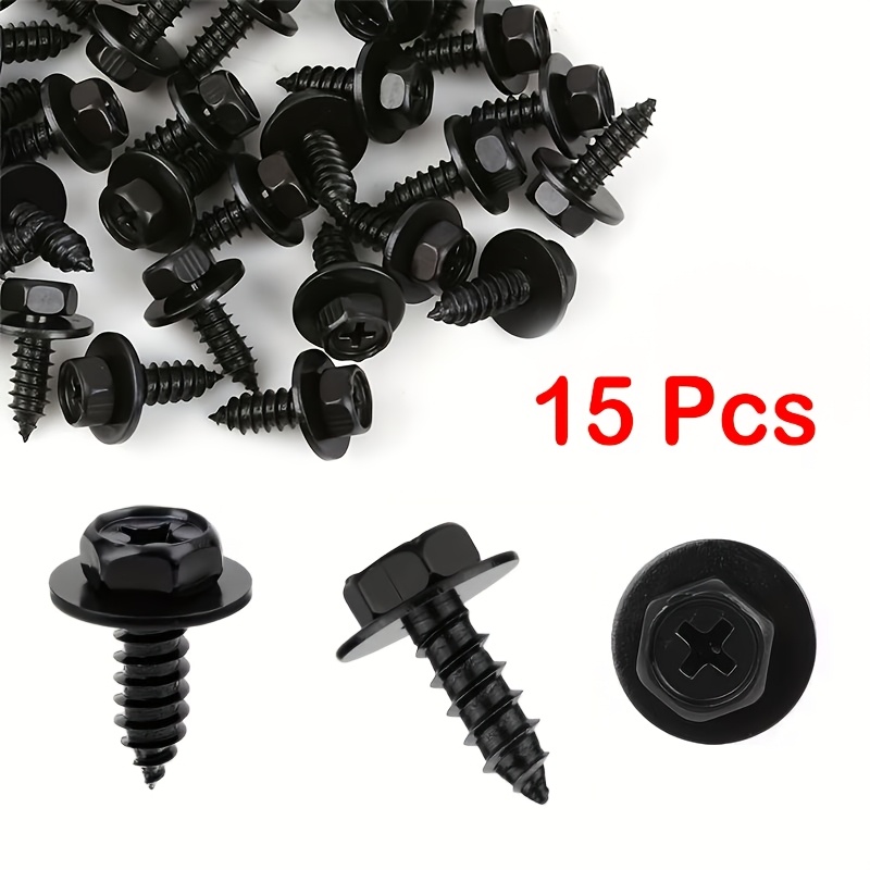 TEMU 15pcs Hex Flange Self Tapping Screws, Car Bumper Fender Liner Fasteners, Replacement Retainer Bolts For Engine Cover, Splash Shield, Grille