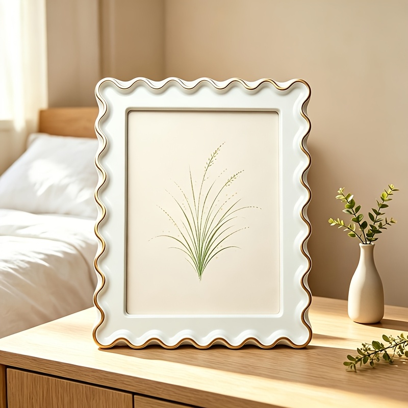 TEMU Minimalist Wavy- 8x10 Inch Photo Frame, Gold- Tabletop Display Frame, Wedding Anniversaries, Christmas, And As A Couple's Gift