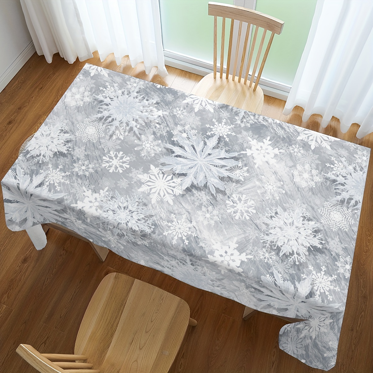 

Waterproof Polyester Tablecloth With Christmas Tree & Snowman Design - Holiday Dining, Parties, Picnics & Outdoor Celebrations, Christmas Decor