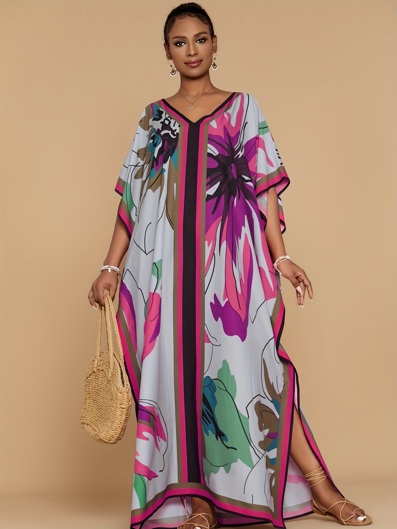 vestidos playa boho mujeres multicolor traje baño kaftán Temu